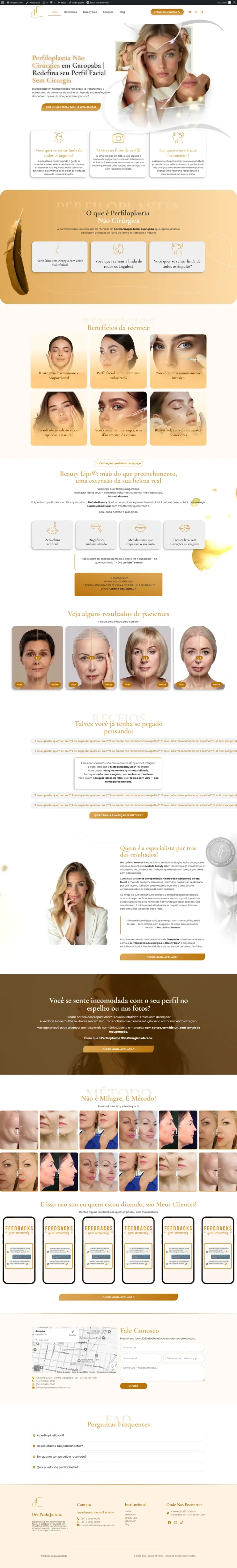 Demonstração de site para clínica de estética facial