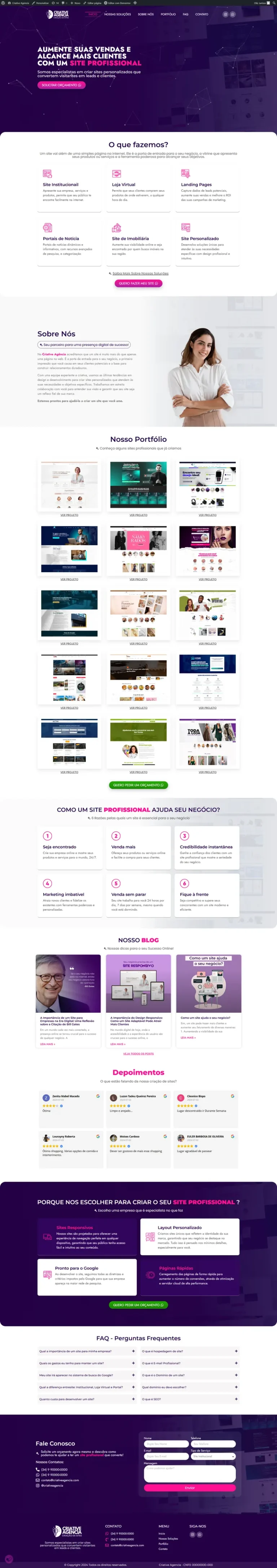 Demonstração de site para agência de marketing digital