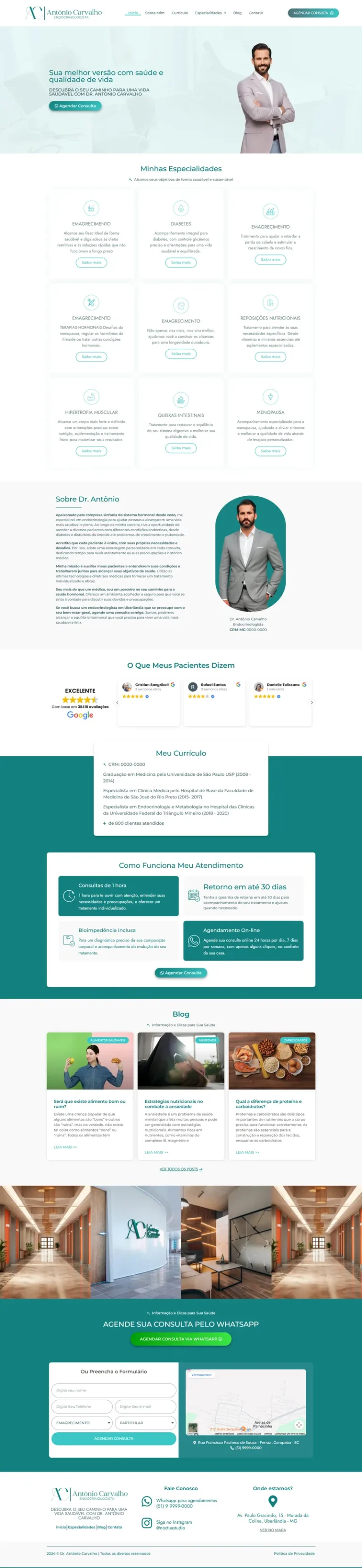 Demonstração de site para médico, com agendamento de consultas